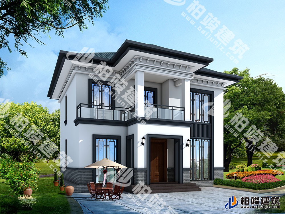 新款農(nóng)村自建二層別墅設(shè)計(jì)圖，新中式風(fēng)格，戶型布局實(shí)用