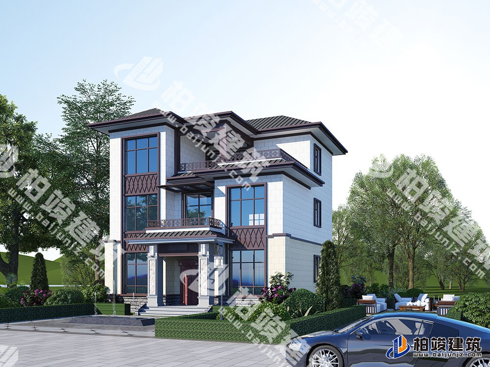 農(nóng)村三層新中式自建房設(shè)計(jì)圖，典雅大氣，室內(nèi)配置完善