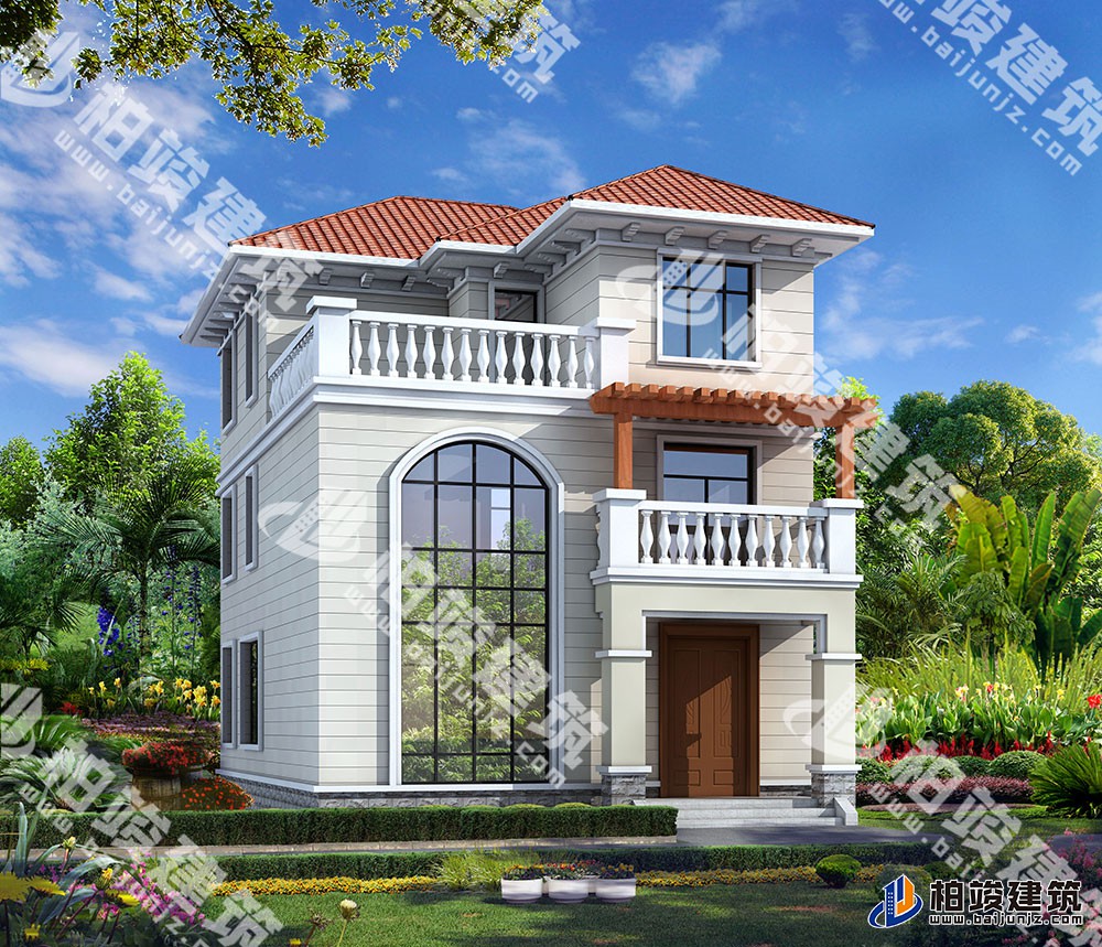新款三層簡歐風別墅設(shè)計圖，外形清麗造價低