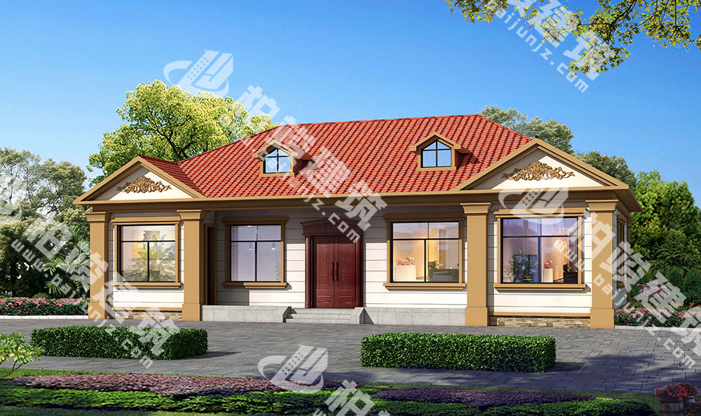 農(nóng)村一層別墅設(shè)計(jì)圖，造價(jià)僅12萬(wàn)，簡(jiǎn)雅歐風(fēng)，內(nèi)部五室