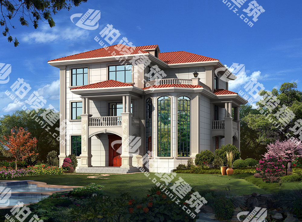 農(nóng)村三層樓房設(shè)計，大氣造型帶八角落地窗，內(nèi)部7室3廳8衛(wèi)