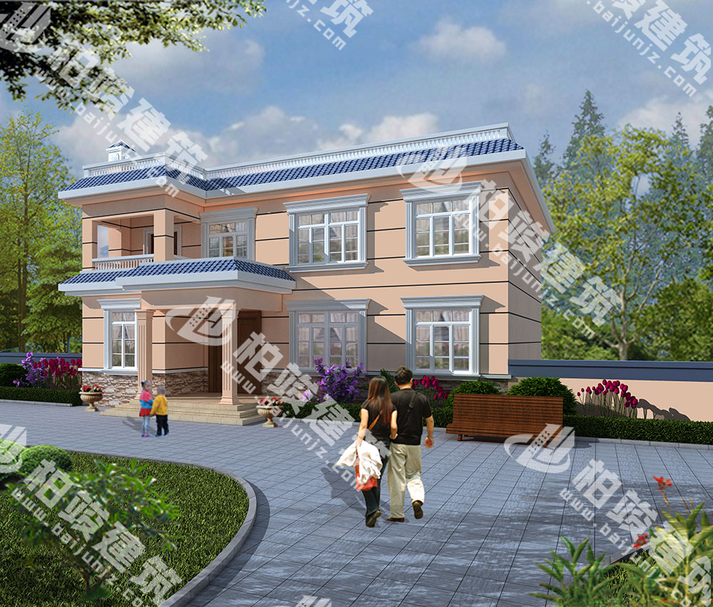 農(nóng)村二層簡歐風(fēng)別墅設(shè)計，造價僅25萬，6室設(shè)計，平屋頂