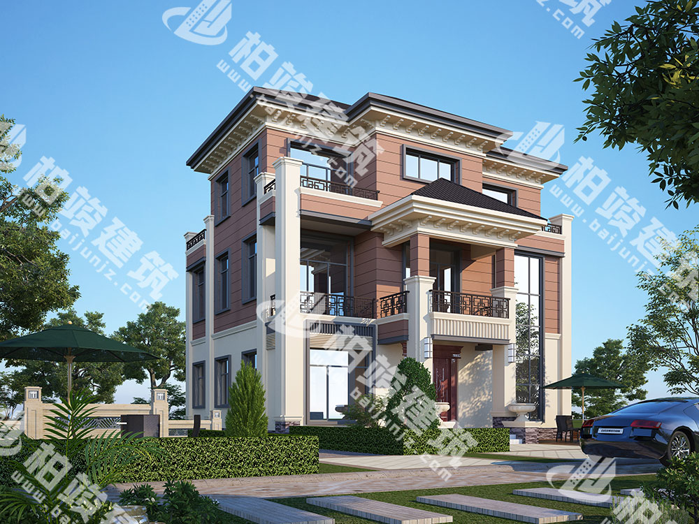農(nóng)村三層別墅設(shè)計，新中式風格，造型大氣沉穩(wěn)，內(nèi)部功能分區(qū)完善