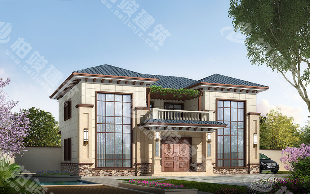 農(nóng)村自建房設(shè)計(jì)圖，兩層雙拼別墅，新中式風(fēng)格，空間利用率高