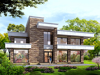 二層別墅設(shè)計(jì)圖，帶健身房和娛樂室。