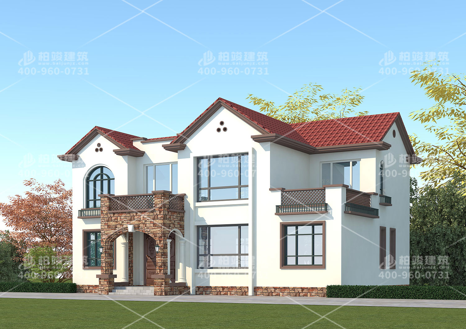 歐式二層別墅，帶內(nèi)衛(wèi)長輩更舒心。