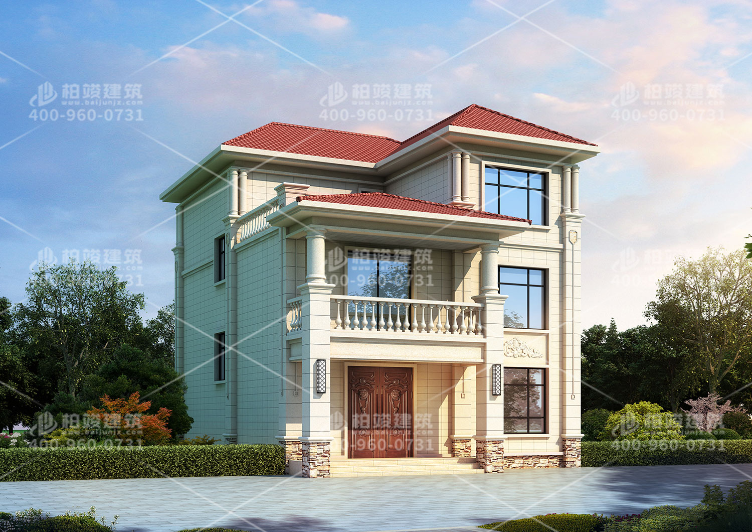 三層自建房圖紙時(shí)尚非凡，特色感十足。