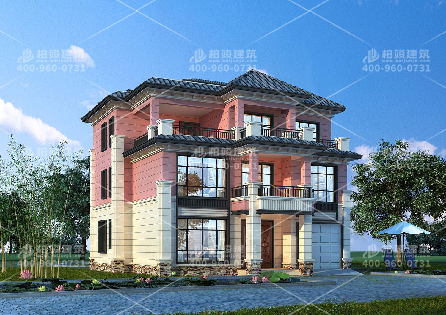 三層自建別墅設(shè)計(jì)圖，帶陽(yáng)臺(tái)欣賞夜晚的美麗。