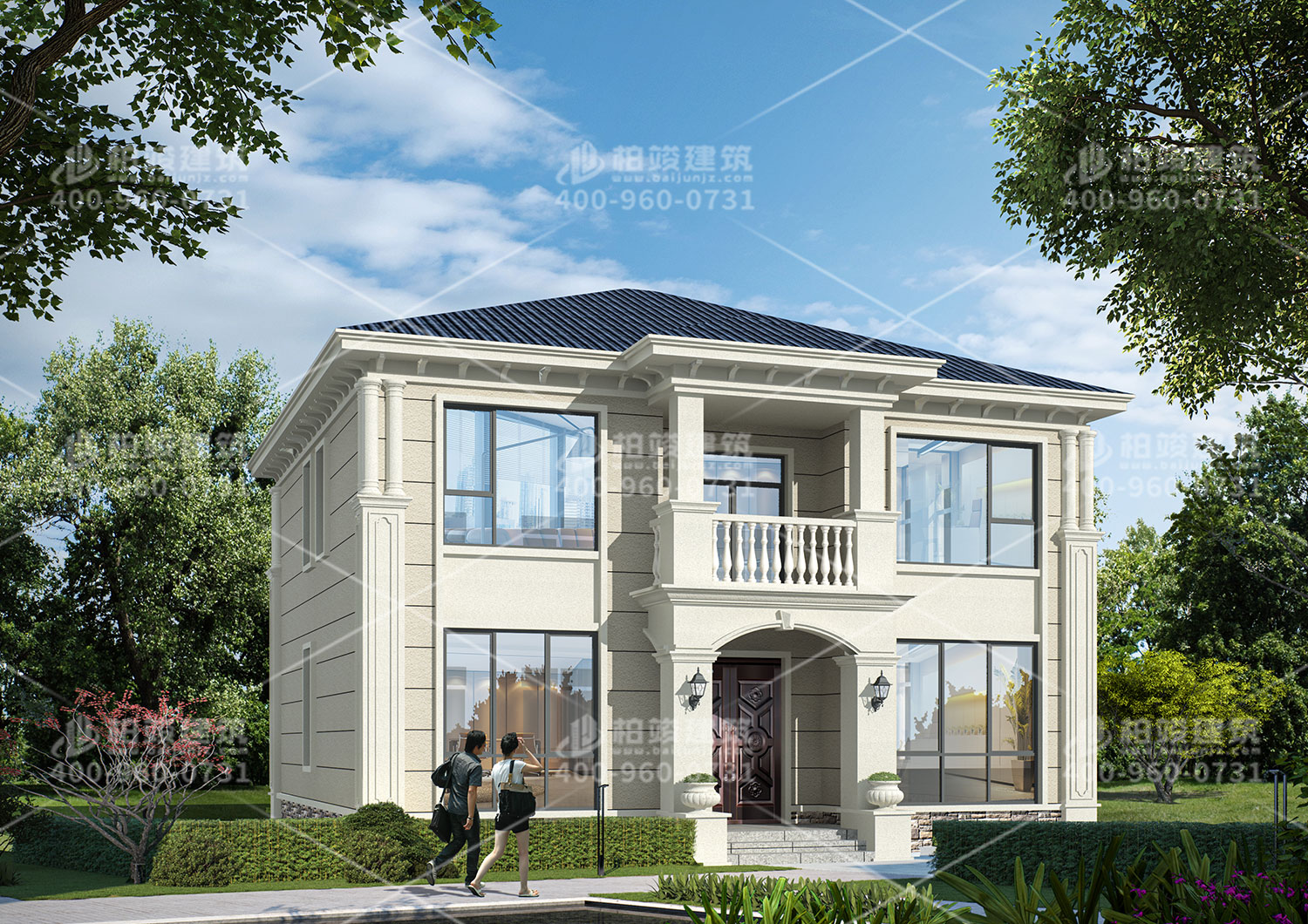 二層房屋設(shè)計(jì)效果圖，好看的外觀讓人心曠神怡。