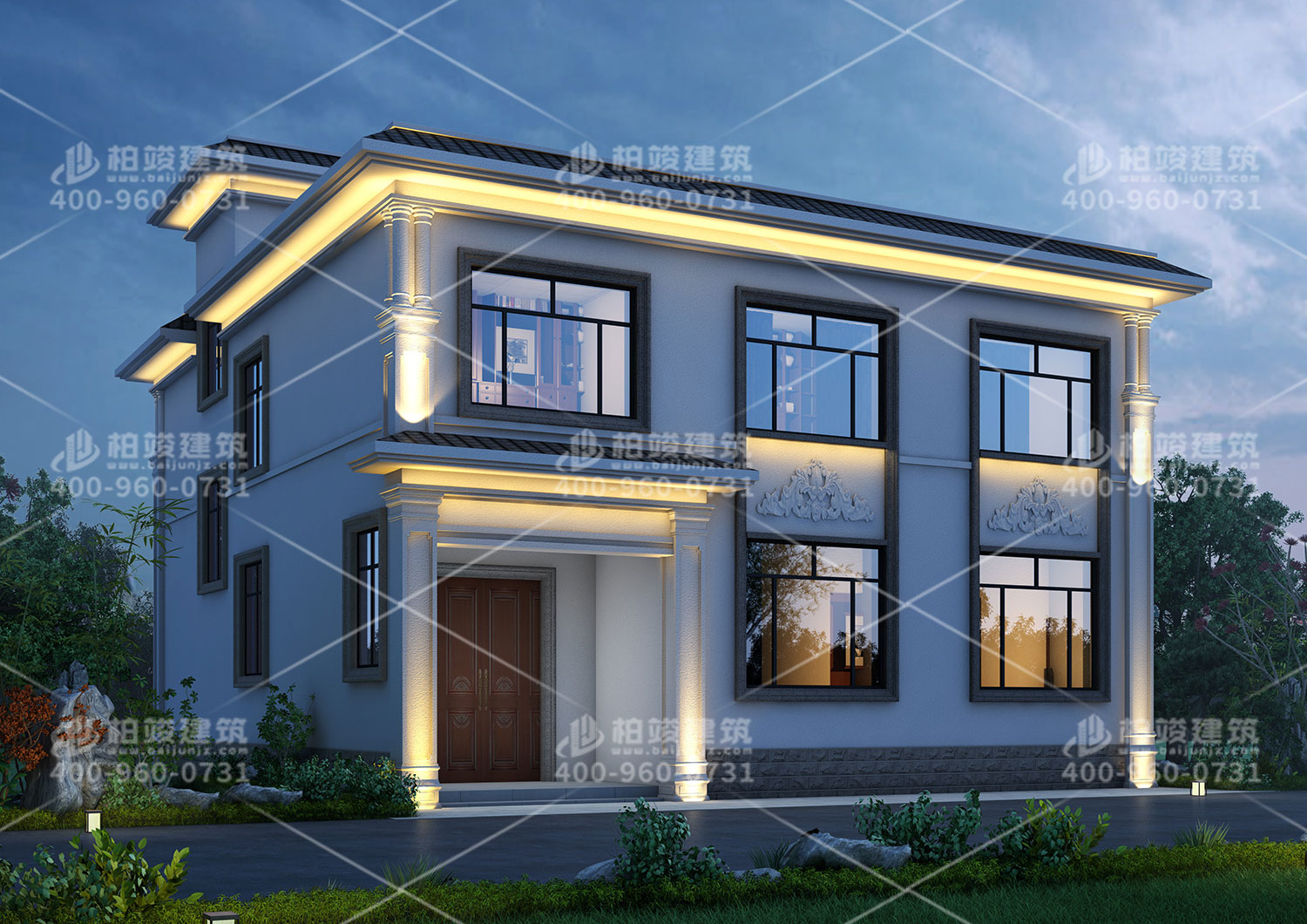 二層現代風格別墅，仿石瓷磚外觀美觀值得擁有。