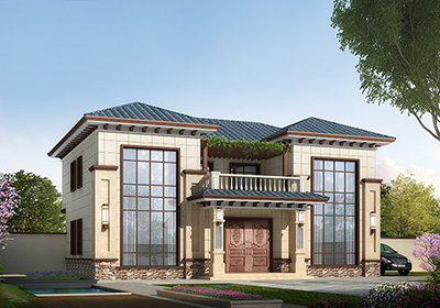 二層農(nóng)村樓房設(shè)計圖，帶落地窗質(zhì)，有現(xiàn)代氣質(zhì)。