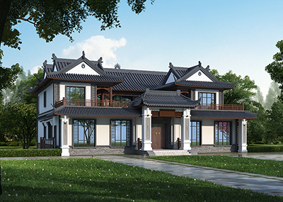 新中式四合院圖紙設(shè)計，配有茶室娛樂室。