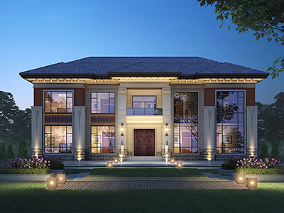 中式風(fēng)格別墅設(shè)計圖，客廳挑空設(shè)計。