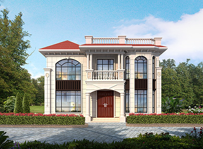 二層房屋設(shè)計圖大全，帶落地窗。