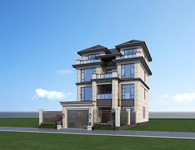 四層鄉(xiāng)村樓房設(shè)計圖，帶酒窖和影音室。