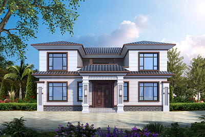 中式二層樓房設(shè)計圖，占地面積194平。