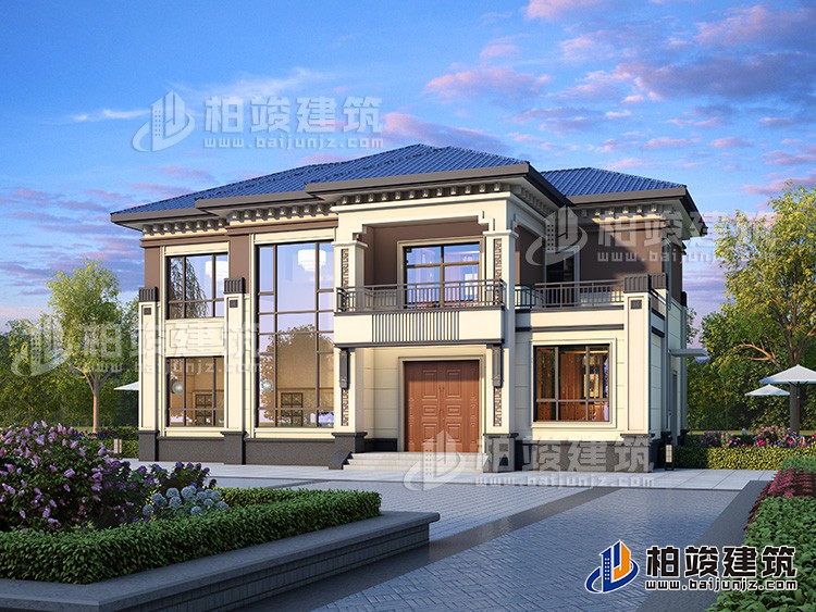 二層磚混結(jié)構(gòu)別墅設(shè)計圖，客廳挑空的別墅