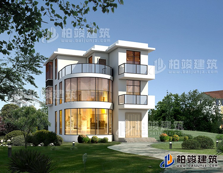 三層現(xiàn)代簡約風(fēng)格別墅設(shè)計(jì)圖,五開間。