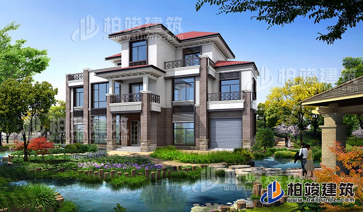 農(nóng)村三層樓房設(shè)計(jì)圖三層別墅圖片，占地面積188平米BZ316-新中式風(fēng)格