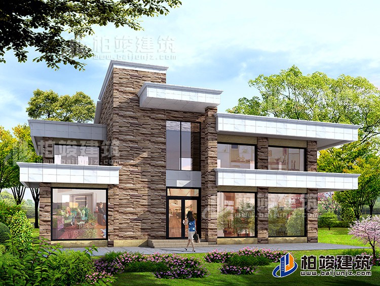 二層農(nóng)村現(xiàn)代別墅設(shè)計圖紙，有娛樂室、健身房18x12米BZ252-新中式風(fēng)格