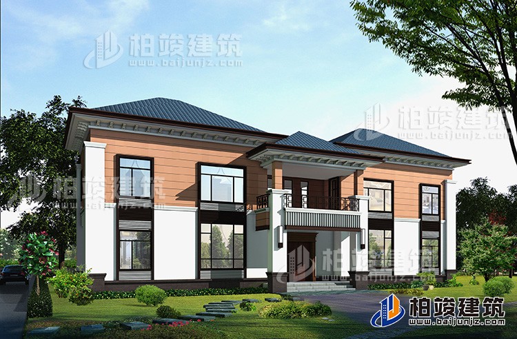 二層新中式雙拼小戶型別墅設(shè)計圖紙BZ251-新中式風(fēng)格