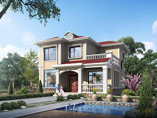 鄉(xiāng)村二層簡(jiǎn)歐風(fēng)格小別墅設(shè)計(jì)圖紙，帶露臺(tái)