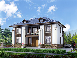 鄉(xiāng)村二層中式別墅施工及設(shè)計(jì)效果圖紙整套，小巧精致！