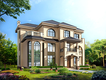 豪華三層別墅設(shè)計(jì)圖紙（含效果圖），歐式風(fēng)格設(shè)計(jì)圖紙BZ377-簡(jiǎn)歐風(fēng)格