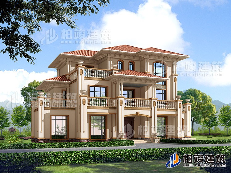 三層歐式豪華別墅設(shè)計(jì)方案，全套圖紙+效果圖BZ373-簡(jiǎn)歐風(fēng)格