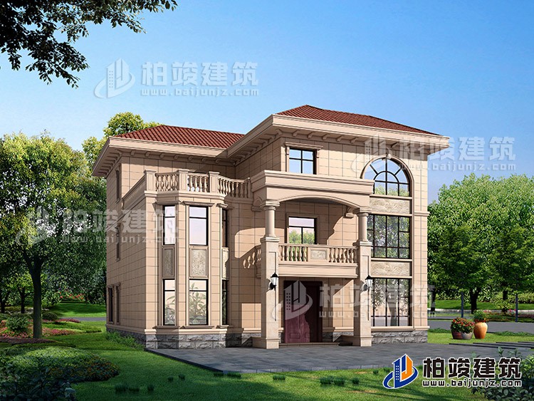 農(nóng)村三層樓房設(shè)計圖及效果圖，復(fù)式框架結(jié)構(gòu)BZ378-簡歐風格