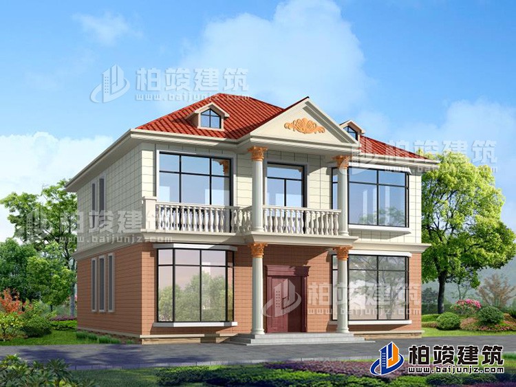 經(jīng)典戶型二層農(nóng)村小別墅設(shè)計(jì)圖，帶閣格 造價30萬內(nèi)BZ282-簡歐風(fēng)格