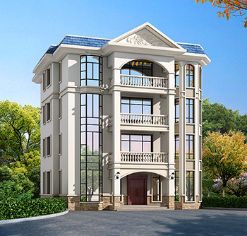 四層豪華歐式別墅自建樓房設(shè)計(jì)圖紙，帶效果圖和全套施工圖