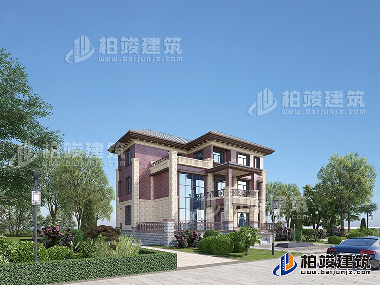 三層復式別墅設(shè)計方案圖，戶型合理、造價35萬BZ382-簡歐風格