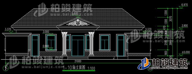 農(nóng)村蓋房設(shè)計大全一層房子的設(shè)計圖紙，帶漂亮的小院子BZ116-簡歐風格