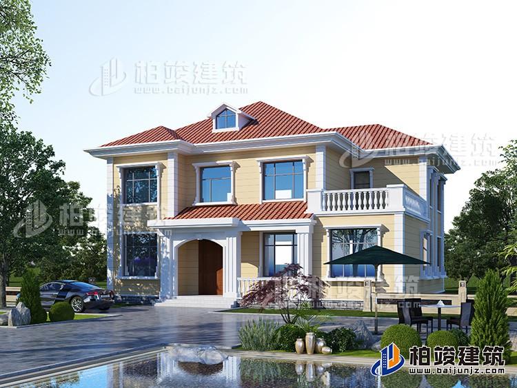 農(nóng)村二層小洋樓設(shè)計圖，帶外觀效果圖，外觀新穎，漂亮BJ2506-簡歐風(fēng)格