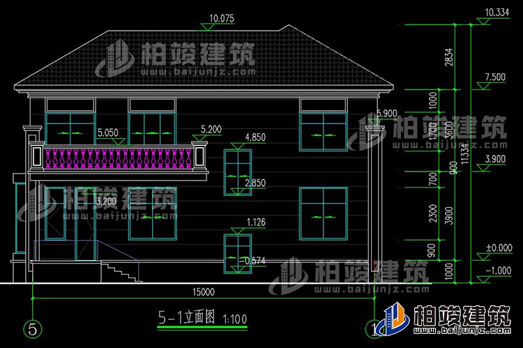農村25萬別墅款式二層自建房設計圖，外觀簡約大氣BZ2513-簡歐風格