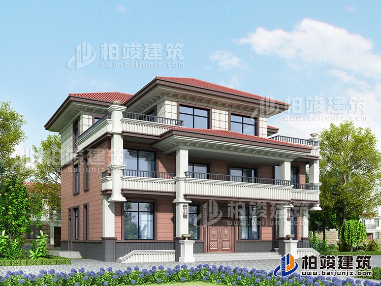 新農(nóng)村雙拼別墅設(shè)計(jì)圖紙平面圖及效果圖大全BZ3506-簡歐風(fēng)格