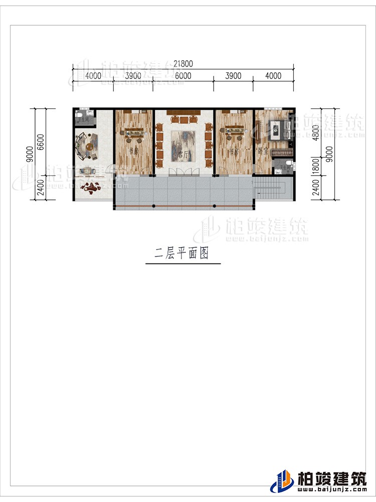 二層：2客廳、2書房、公衛(wèi)、內(nèi)衛(wèi)、臥室、陽臺
